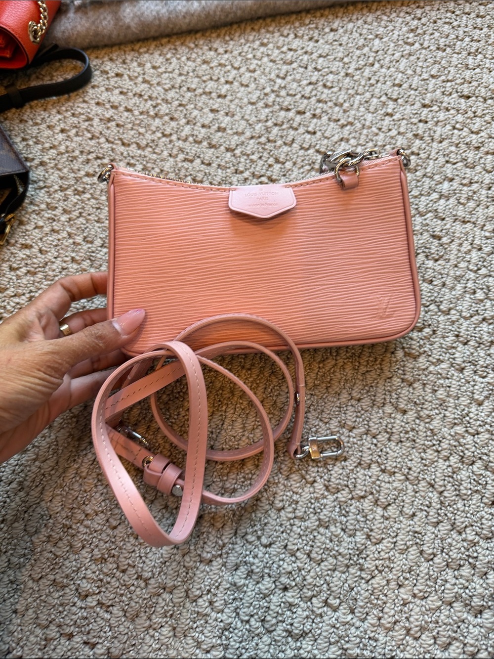 Louis Vuitton Pink Epi Leather Crossbody Bag with Silver Hardware